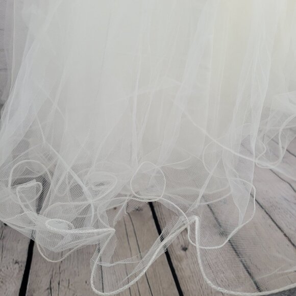 VTG Bonny Ivory Lace Beaded Embroidered Bodice Tulle Skirt Wedding Gown Dress 10 - Picture 4 of 16